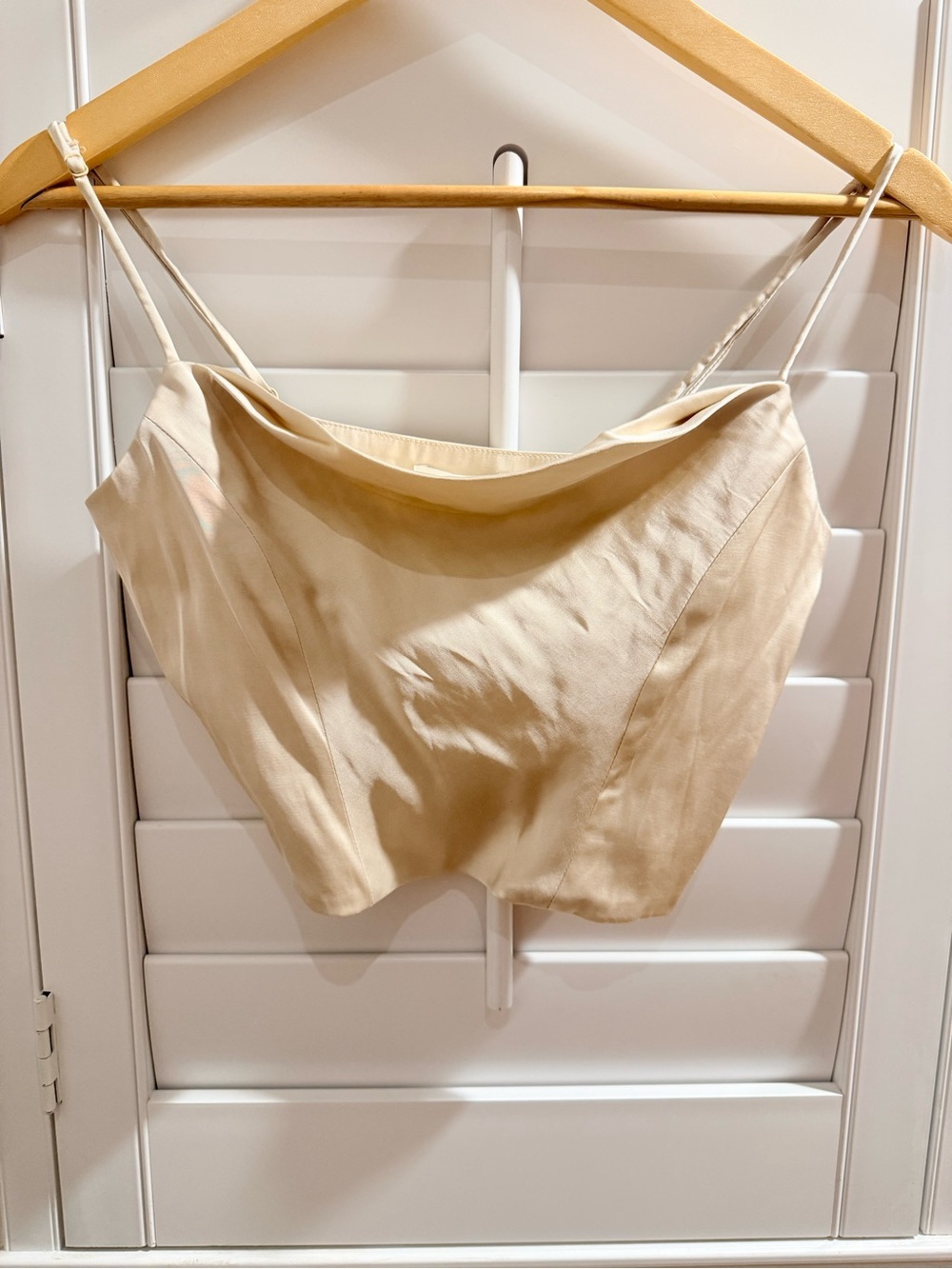 H&M Cream Satin Cowl Neck Camisole Crop Top - Size XS